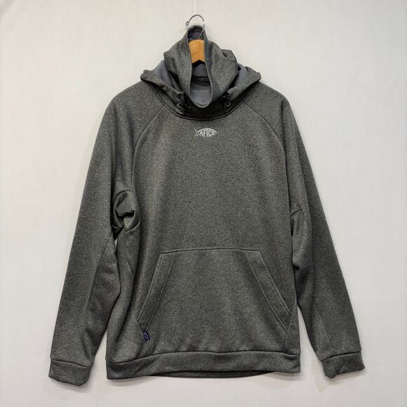 AFTCO Men Pullover Fishing Fleece Hoodie Sweatshirt Size Medium C039 -8 - Picture 1 of 16